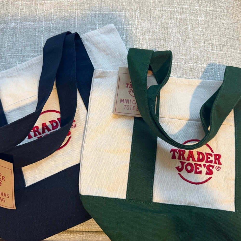 Trader Joe's Mini Canvas Tote Bags - Green and Black